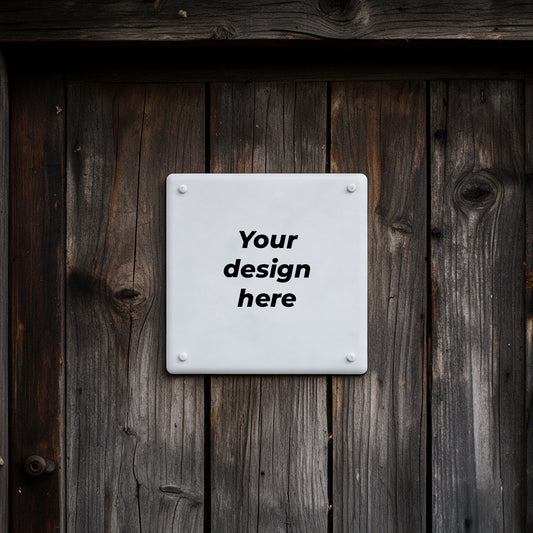 Enamel sign 100x100mm / 3.94x3.94inch with your image upload
