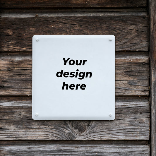 Enamel sign 150x150mm / 5.90x5.90inch with your image upload