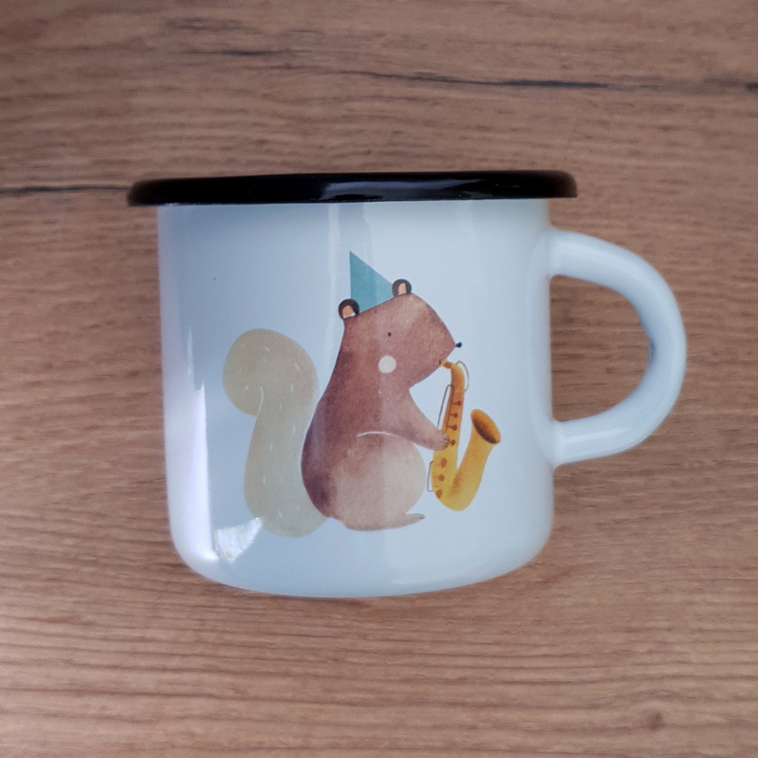 white custom printed enamel mug test