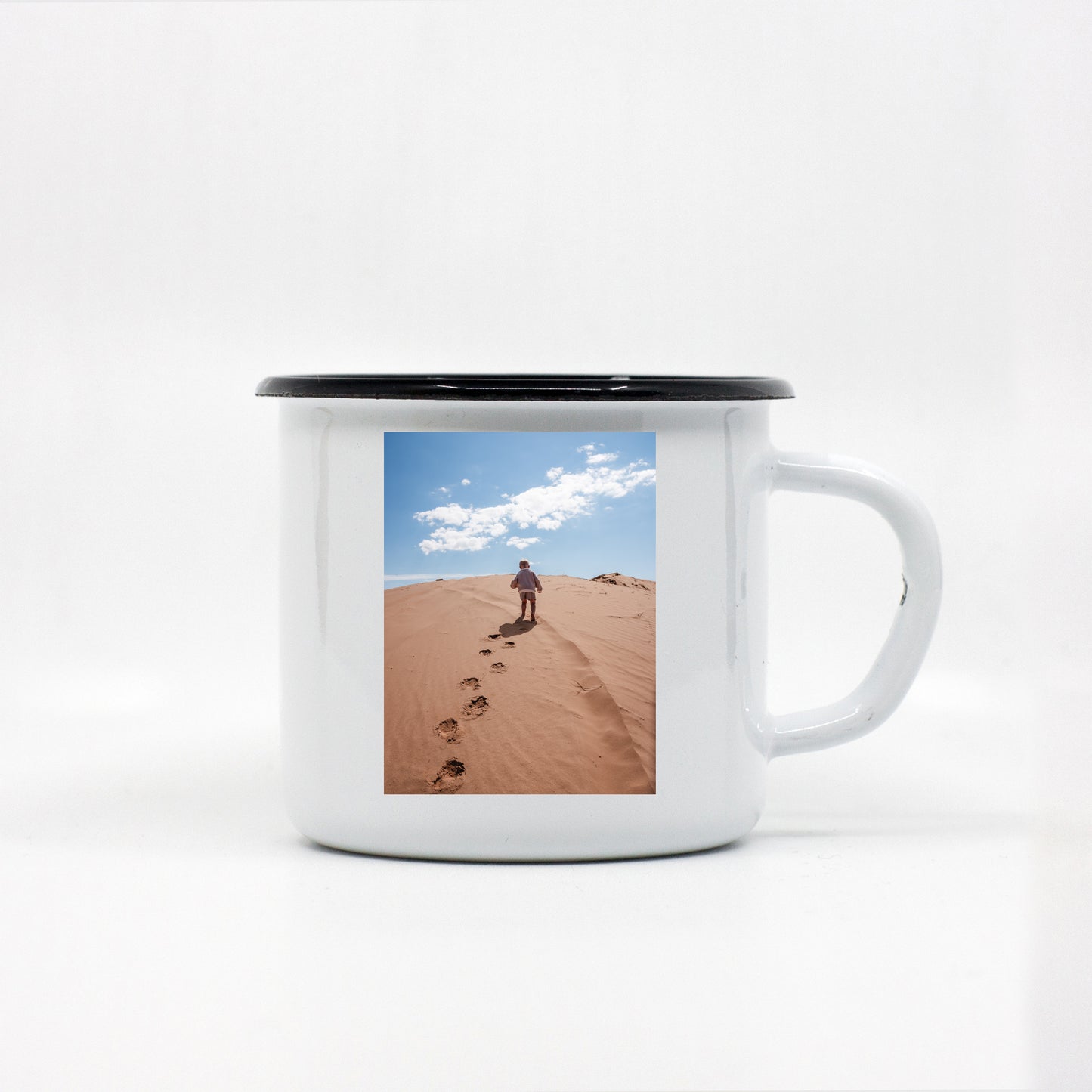 White custom enamel mug 250ml/8.45oz with image and design upload