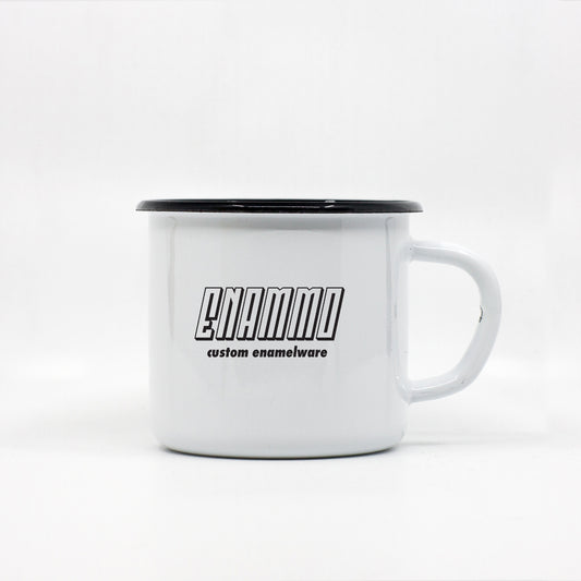 White custom enamel mug 250ml/8.45oz with vector design upload