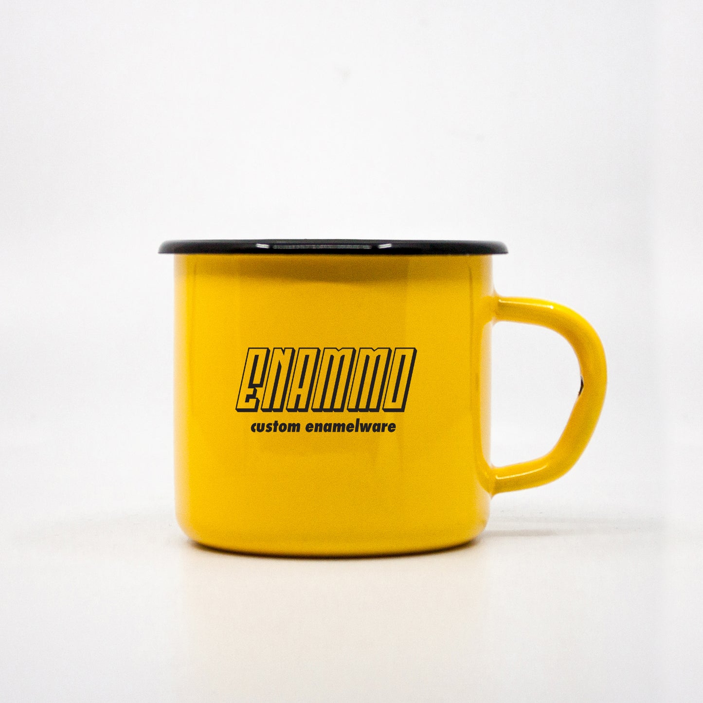 Yellow custom enamel mug 250ml/8.45oz with vector design upload