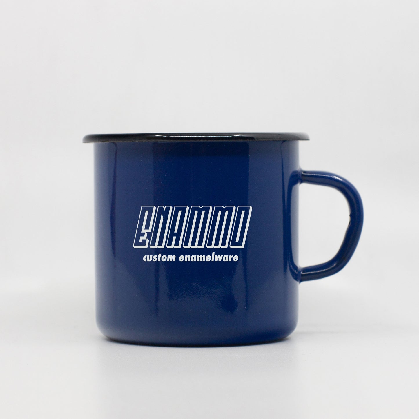 Blue custom enamel mug 400ml/13.5oz with vector design upload