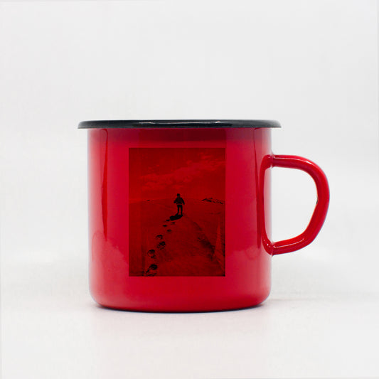 Red custom enamel mug 400ml/13.5oz with image and design upload