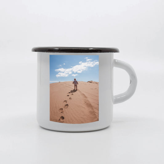 White custom enamel mug 400ml/13.5oz with image and design upload