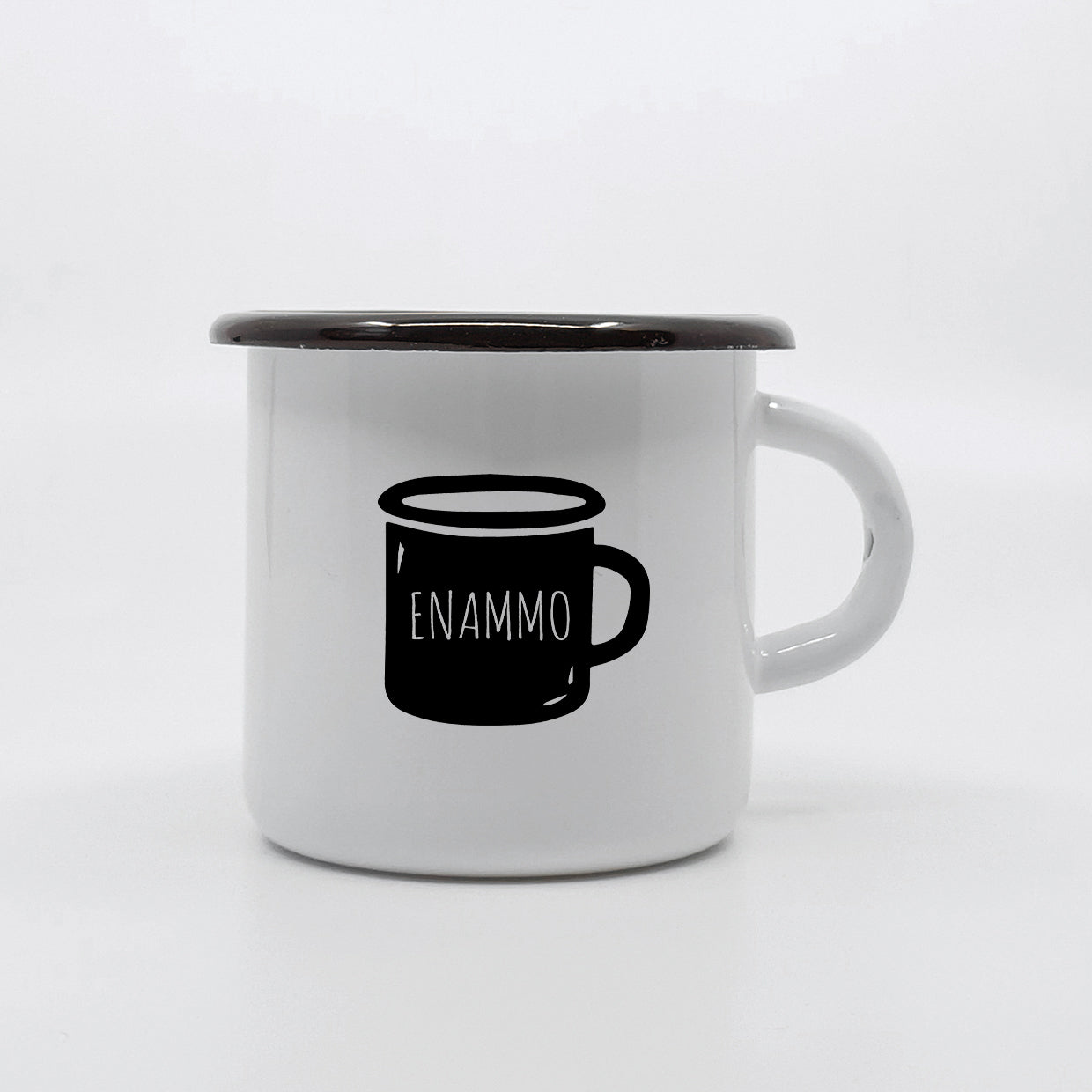 White custom enamel mug 400ml/13.5oz with vector design upload