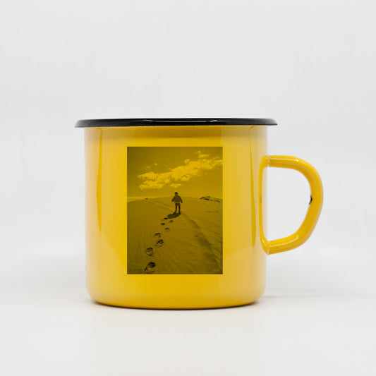 Yellow custom enamel mug 400ml/13.5oz with image and design upload