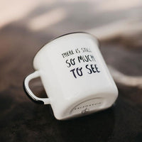 white 400ml custom printed enamel mug with design