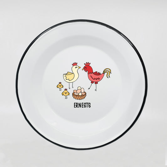 Kids enamel dinner plate with chicken print 600ml/20.28oz