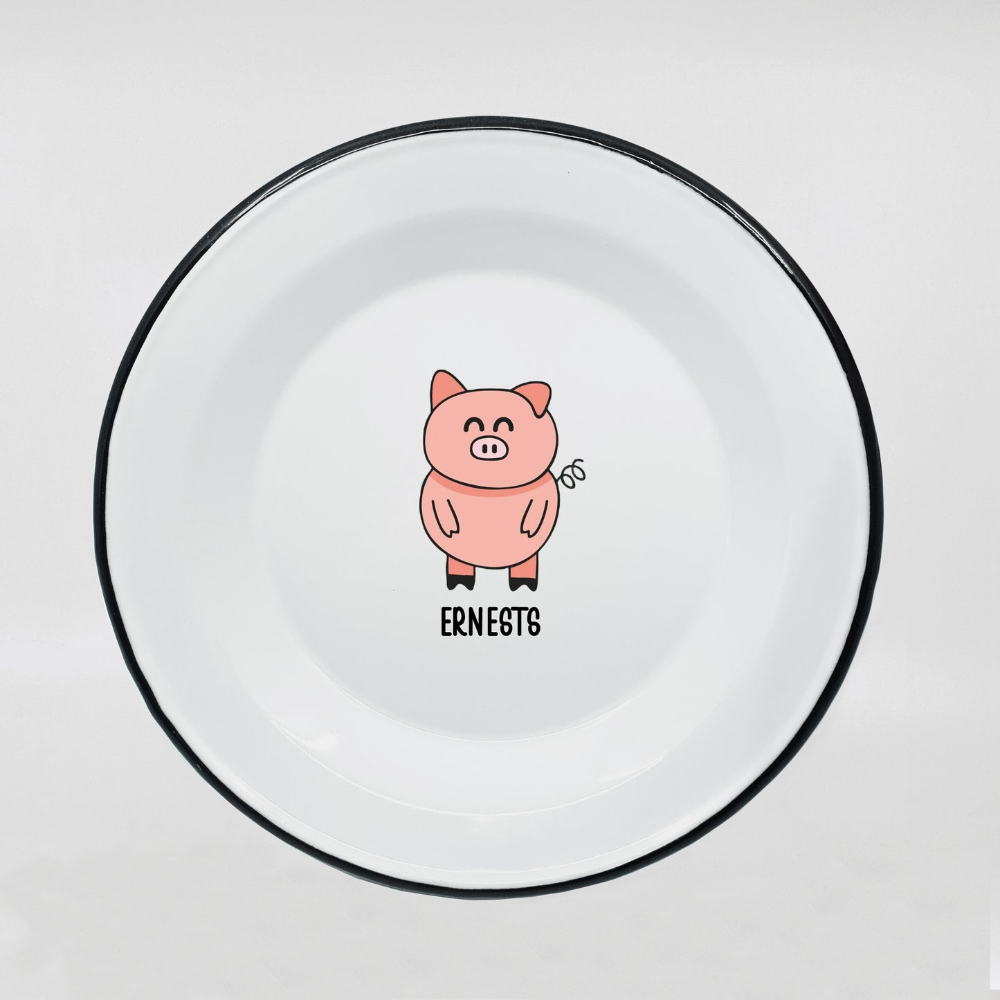 Kids enamel dinner plate with pig print 600ml/20.28oz