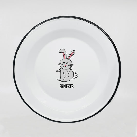 Kids enamel dinner plate with rabbit print 600ml/20.28oz