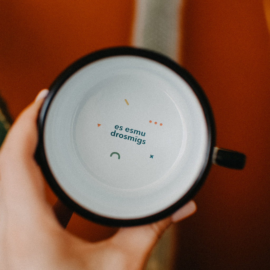 custom printed enamel mug with inside bottom print