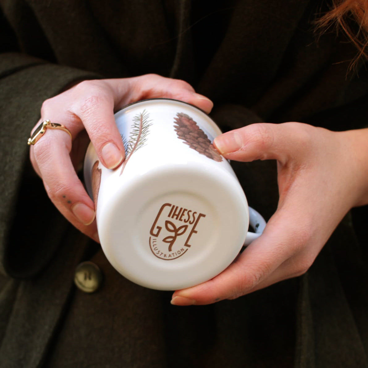 gihesse ilustration custom printed enamel mug