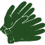 Green gloves with a brand logo on a white background