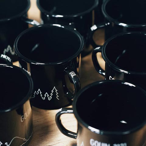 custom printed enamel mug with name print on handle