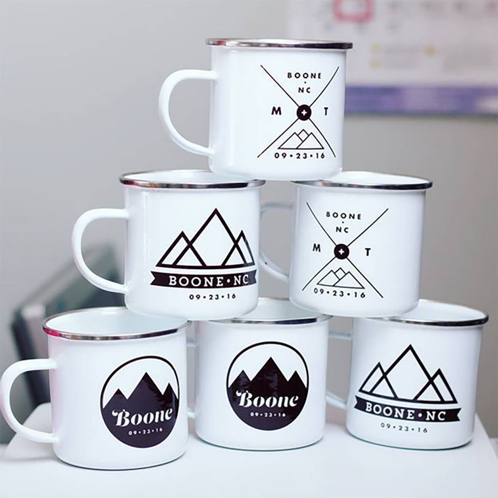 stack of sublimation enamel mugs