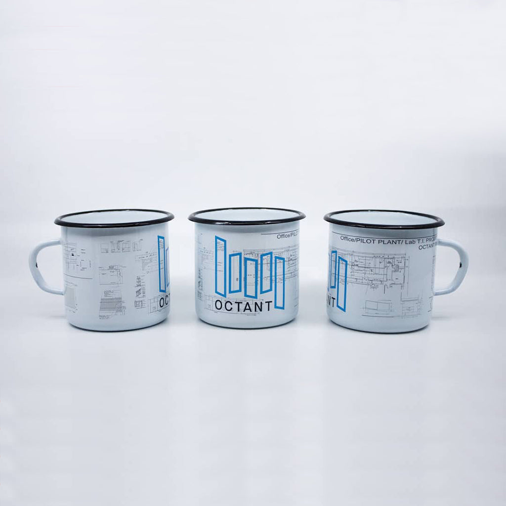 white custom printed enamel mug with full wraparound print