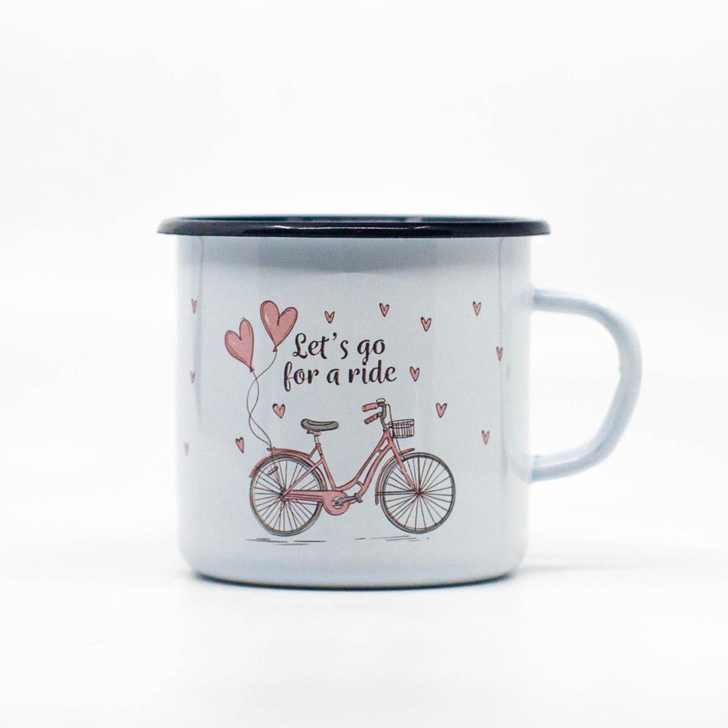 Life is better on a bike enamel mug 400ml/13.5oz