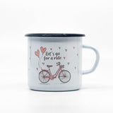 Life is better on a bike enamel mug 400ml/13.5oz