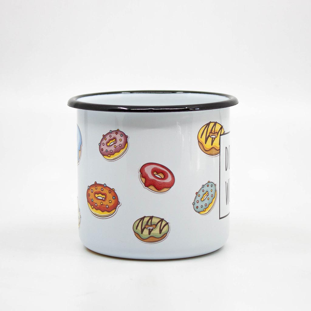 Donut worry enamel mug 400ml/13.5oz