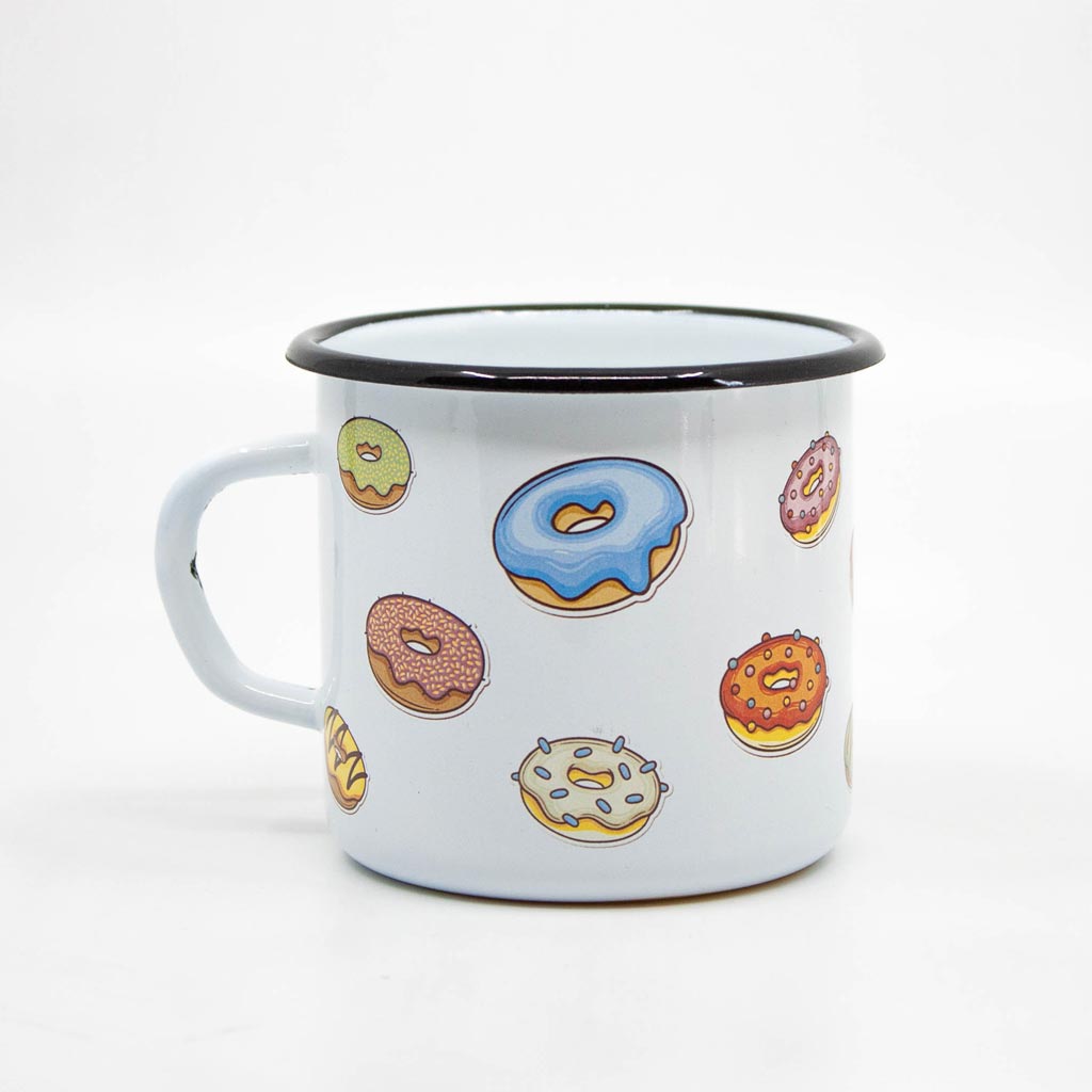 Donut worry enamel mug 400ml/13.5oz