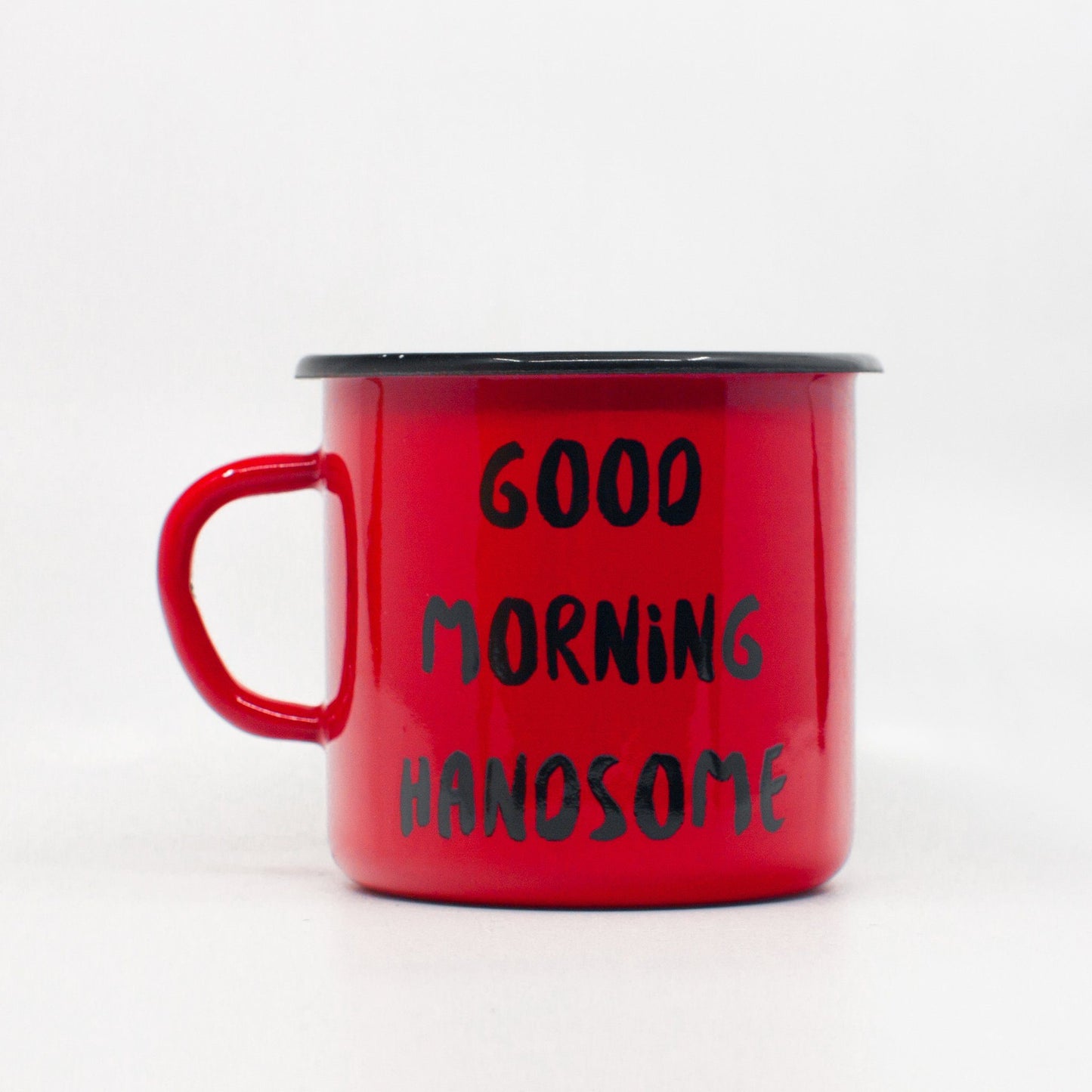 Good morning handsome enamel mug 400ml/13.5oz