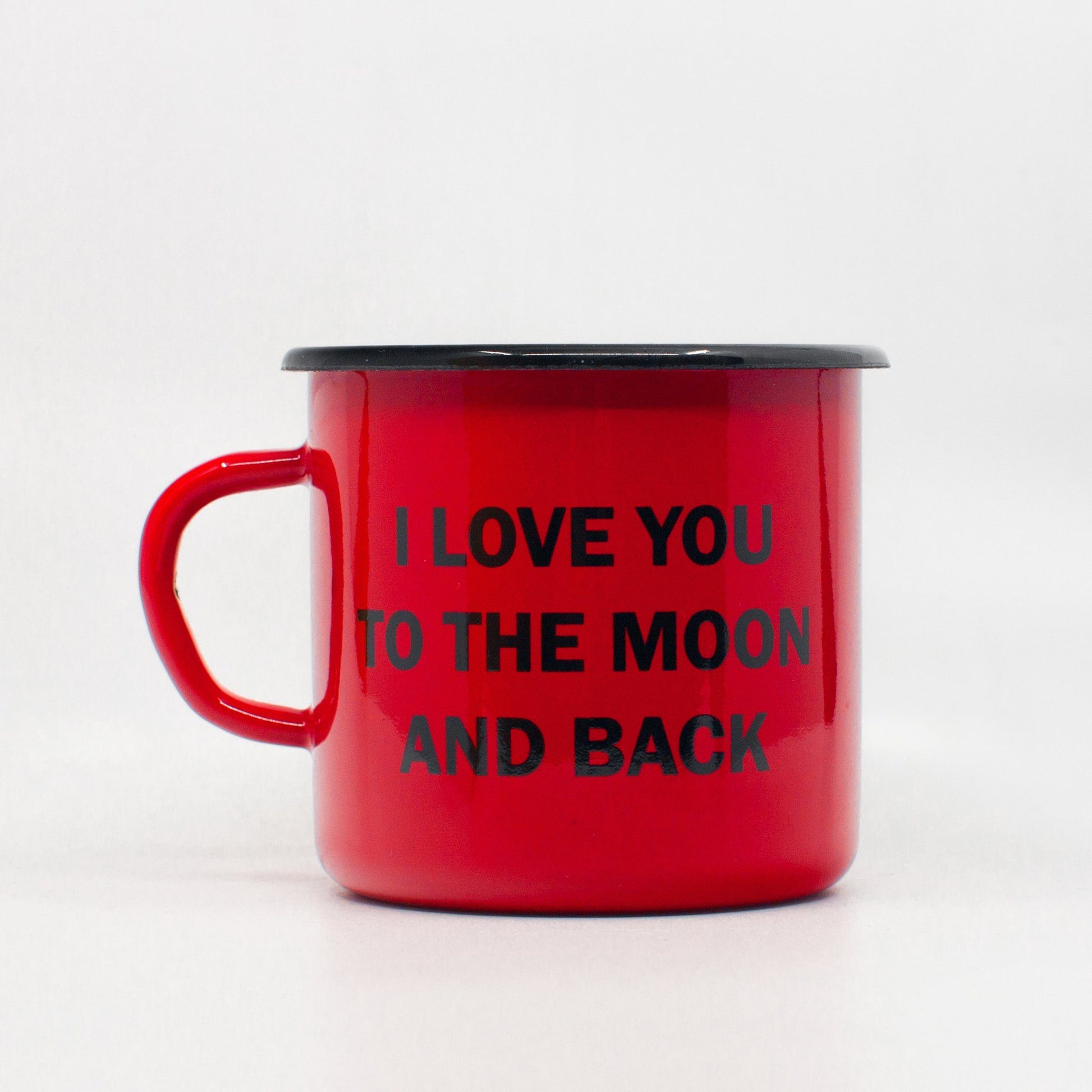 enamel mug with i love you to the moon and back design