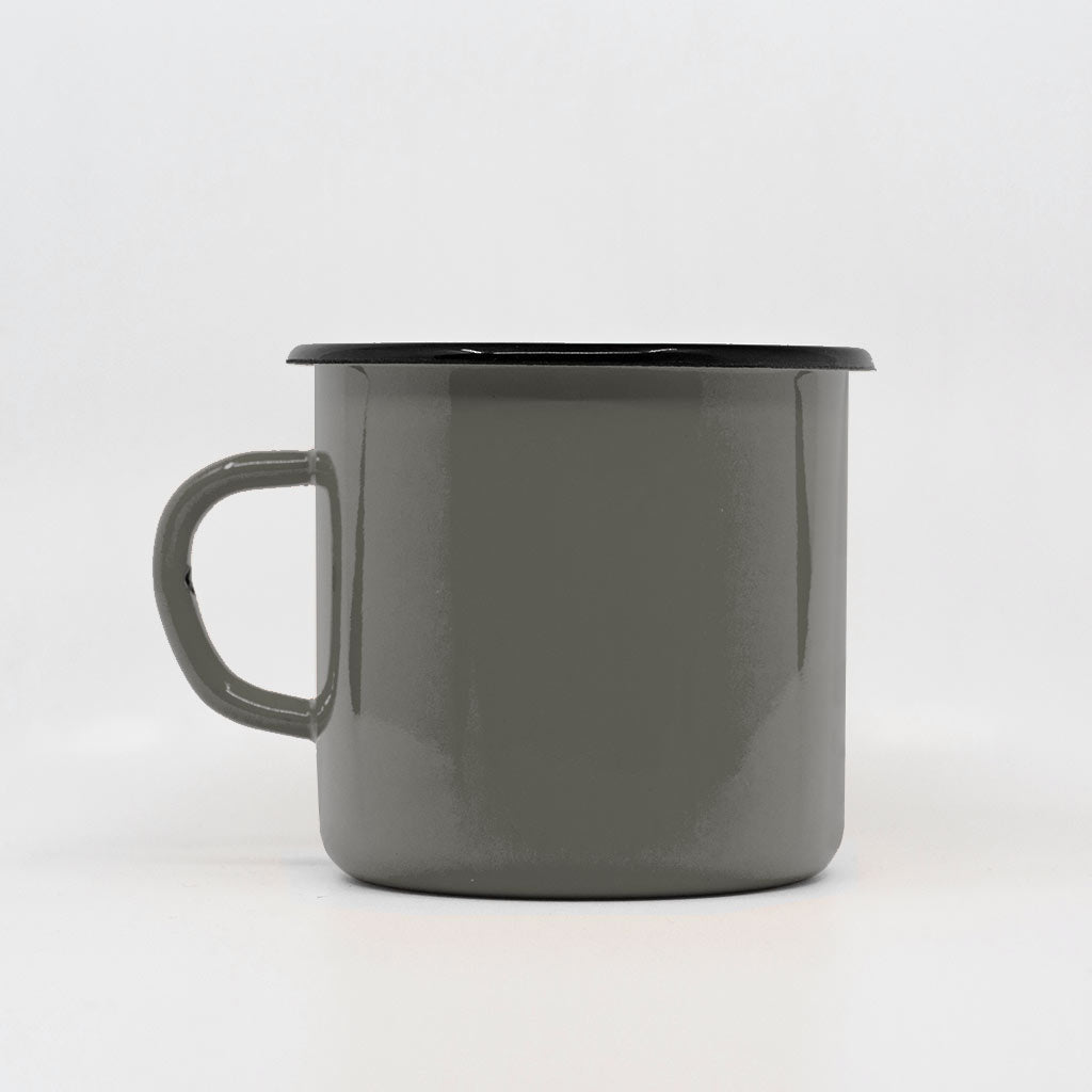 grey enamel mug