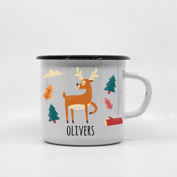 Kids Deer enamel mug with your name 400ml/13.5oz