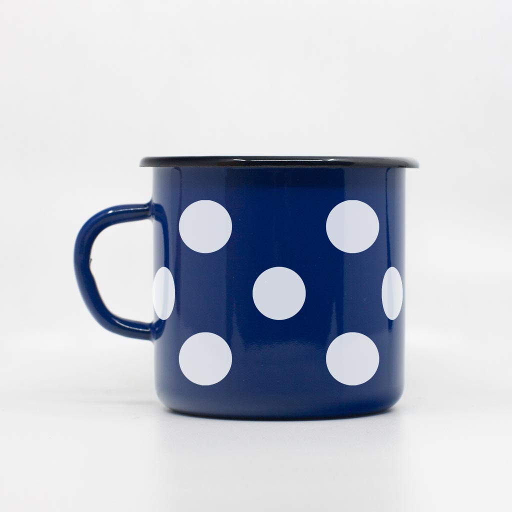 enamel mug with polka dots