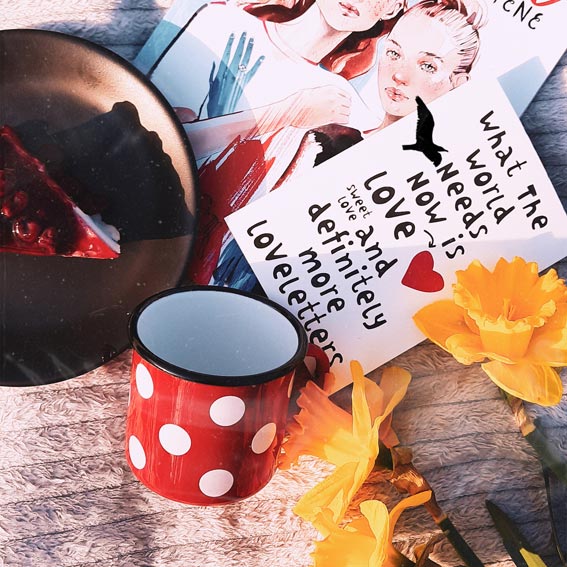 enamel mug with polka dots