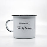 Wake up Christian enamel mug 400ml/13.5oz